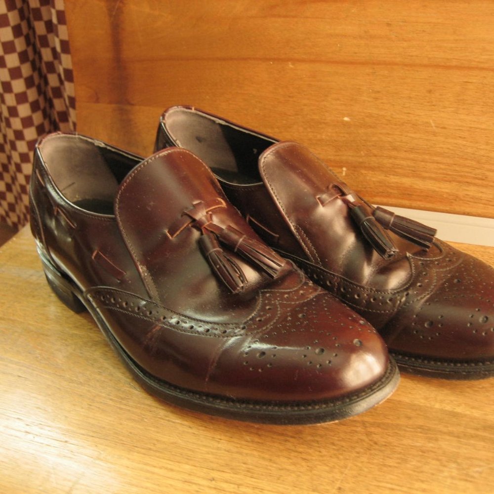 Executive Imperials Shoes 9D Oxford Brogue Wingtip Loafer Leather Burgandy